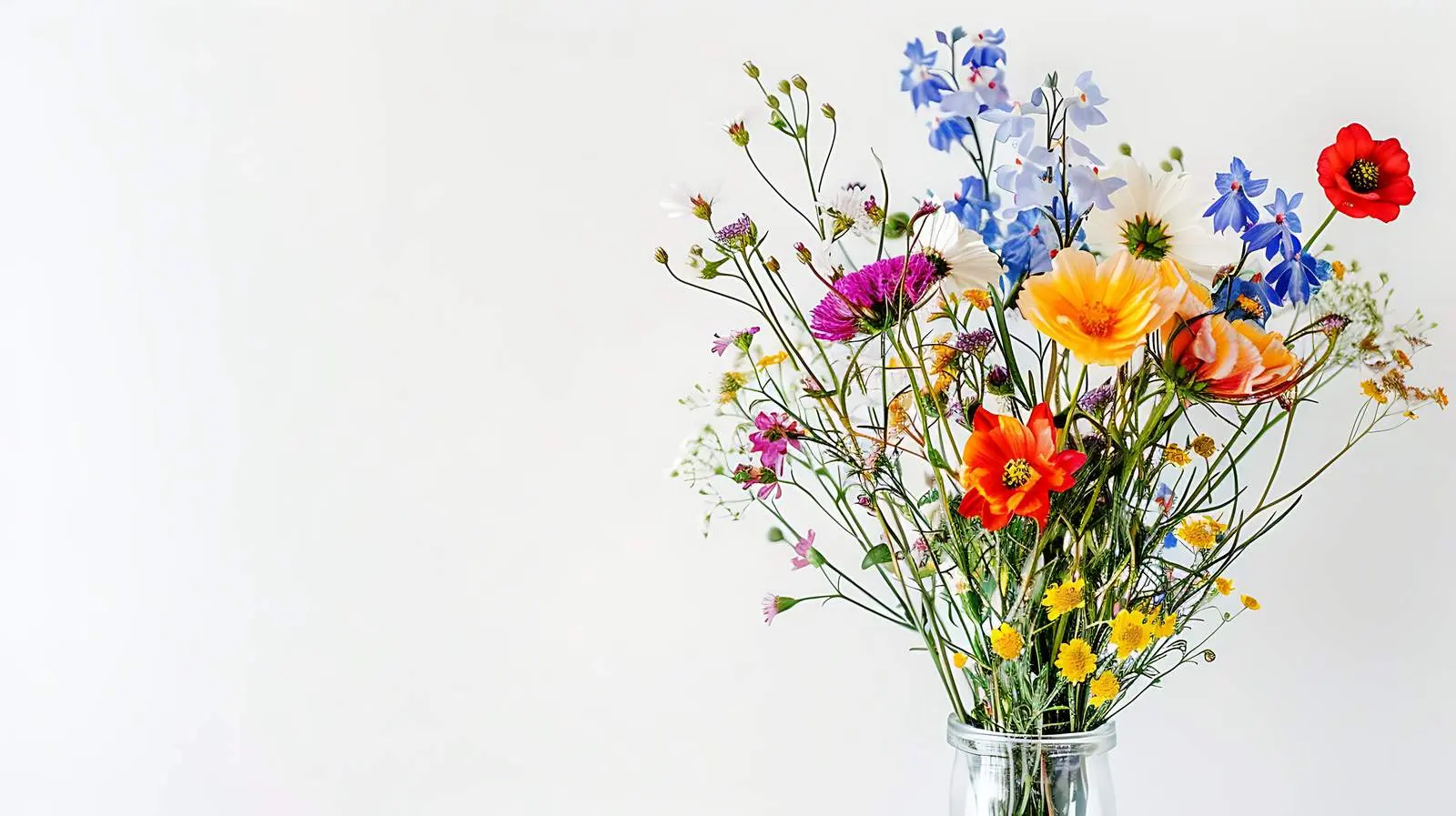 Wild Flowers in Vase on White Background — free download from Dotvec
