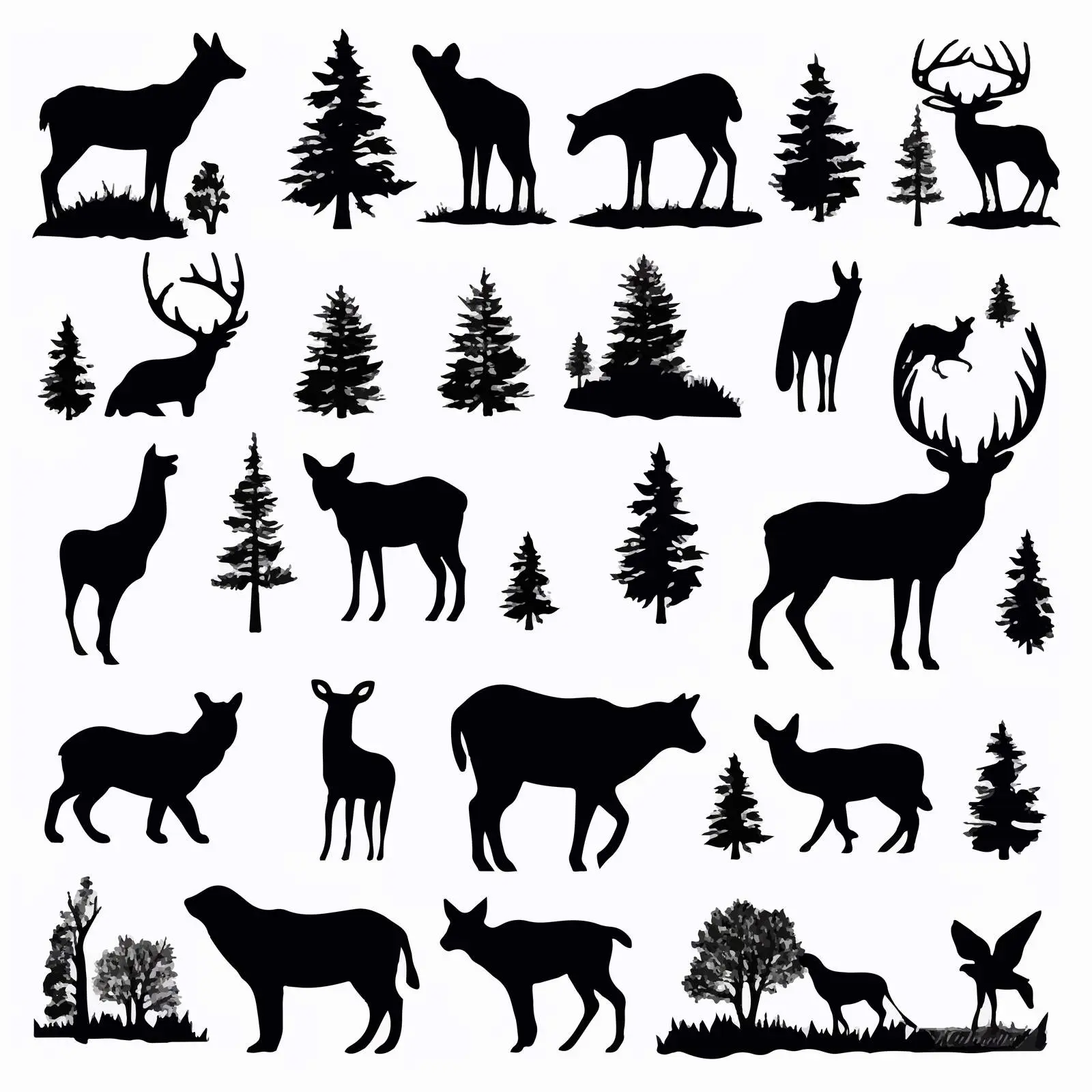 Wild Forest Animals Silhouettes Eco Concept Kit – free wild animals image from Dotvec