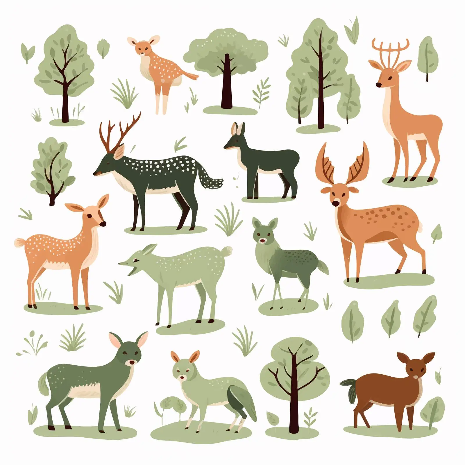 Eco-Friendly Forest Animals Clip Art Vectors — free download from Dotvec