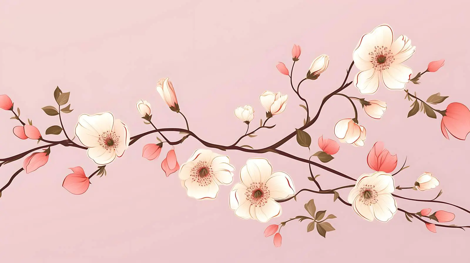 Wild Rose Branches Pastel Background Image — free download from Dotvec