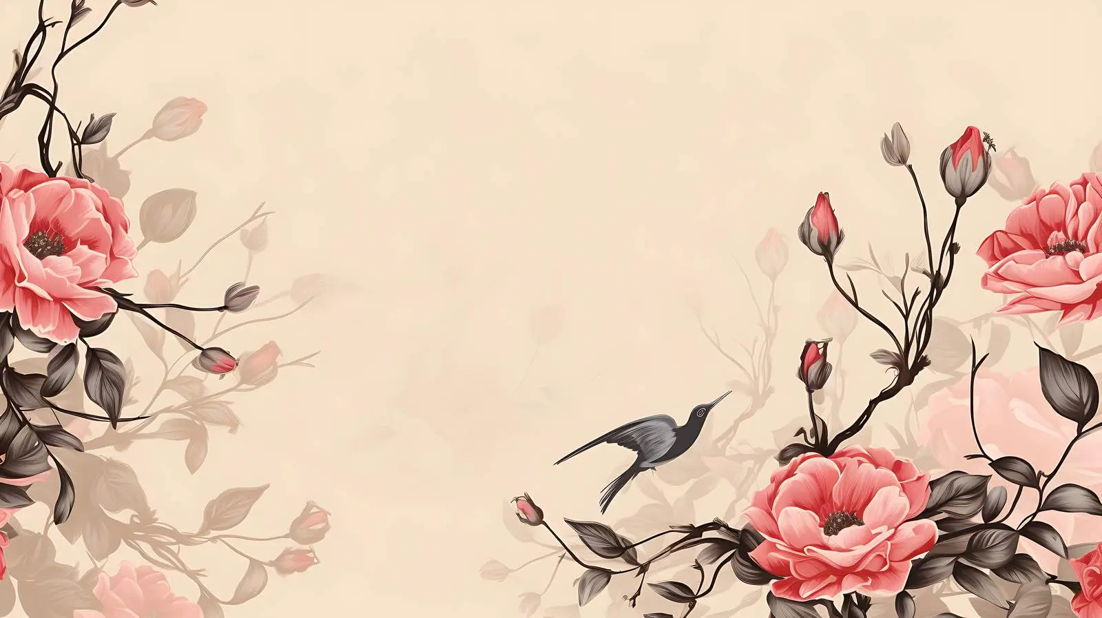 Elegant Wild Roses Ink Drawing — free download from Dotvec