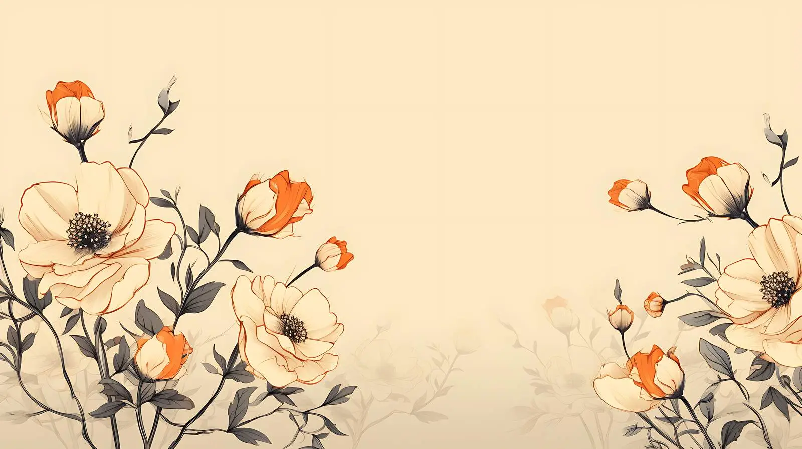 Elegant Wild Roses Ink Drawing — free download from Dotvec