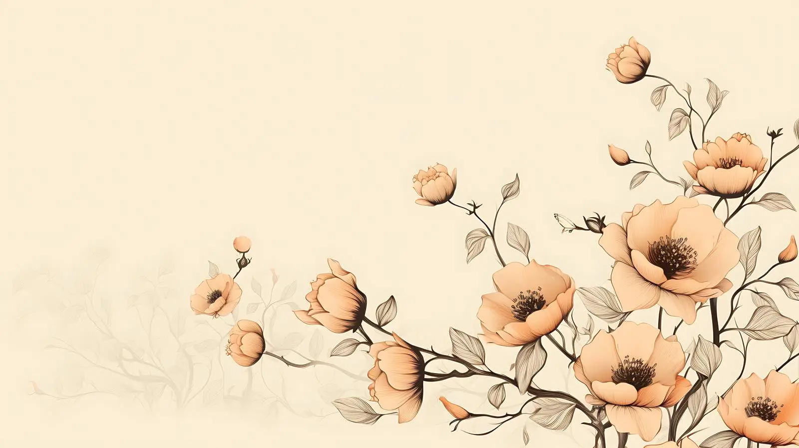 Elegant Wild Roses Ink Illustration — free download from Dotvec
