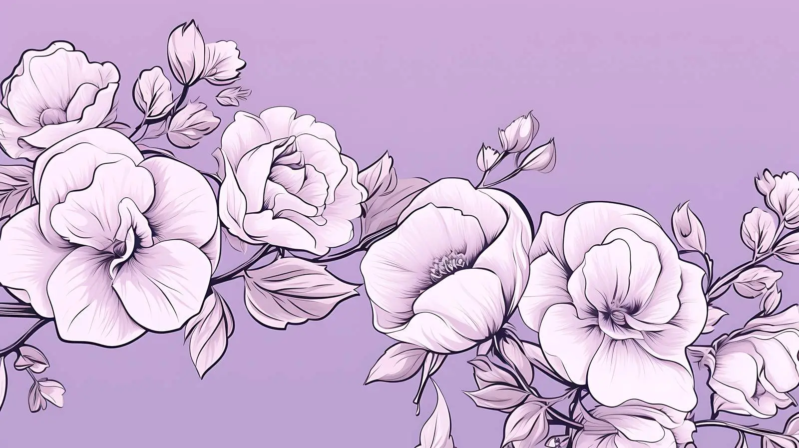 Elegant Wild Roses Ink Drawing – free lilac image from Dotvec