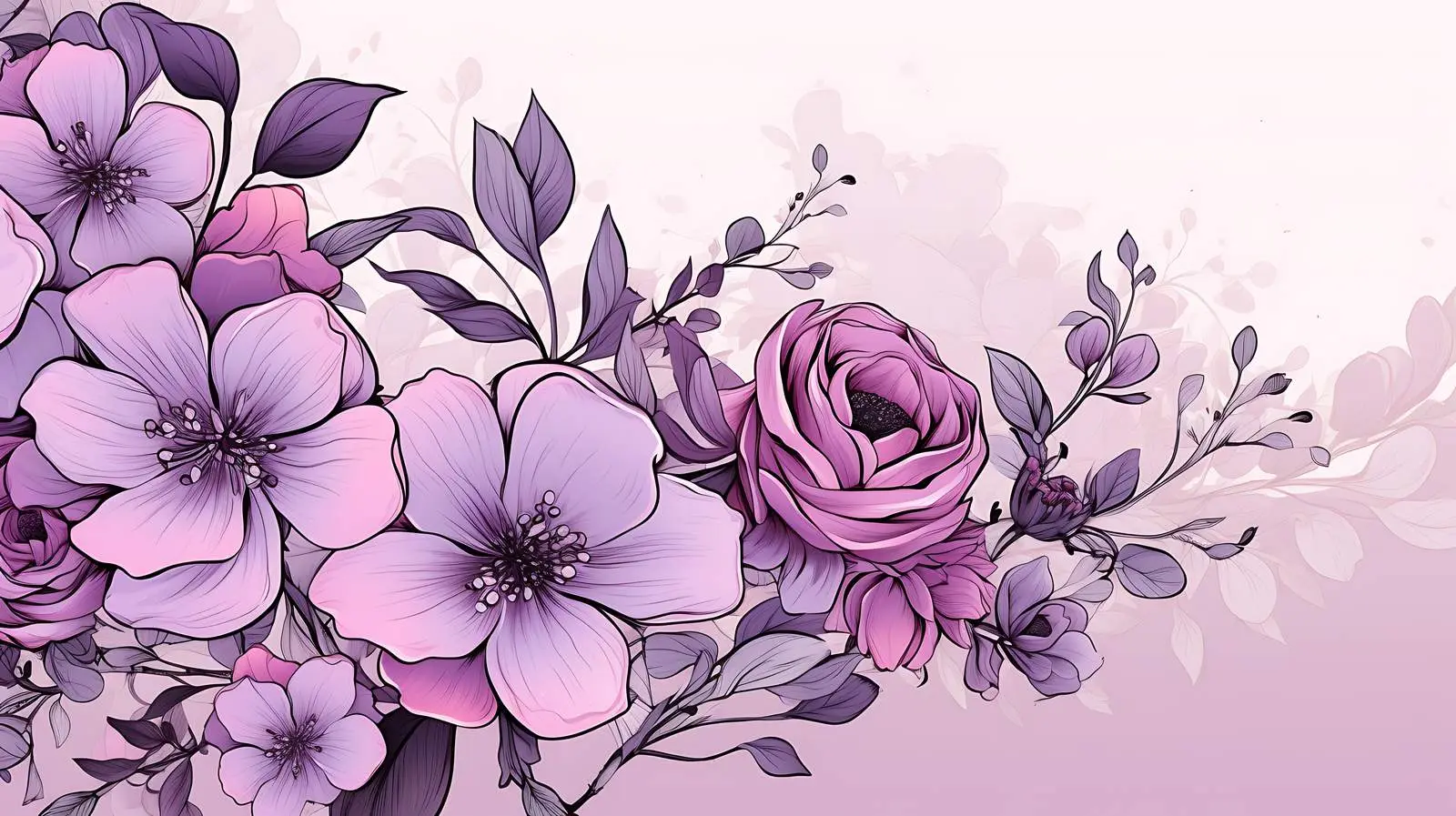 Elegant Ink Drawn Wild Roses — free download from Dotvec