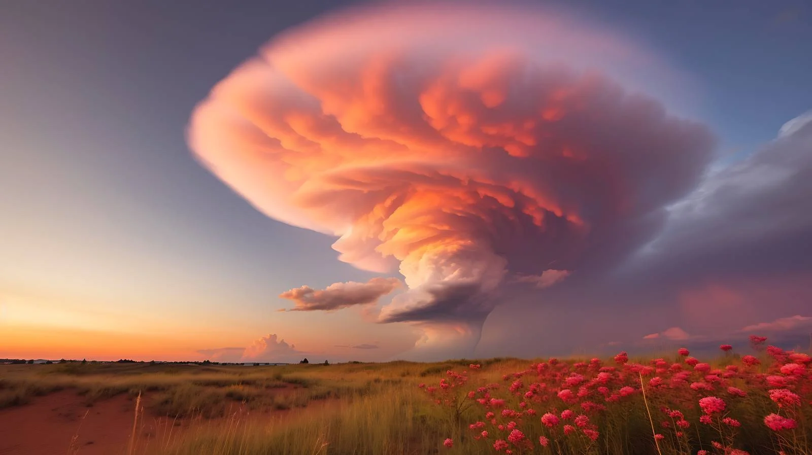 Vibrant Wildflower under Lenticular Clouds at Sunset — free download from Dotvec
