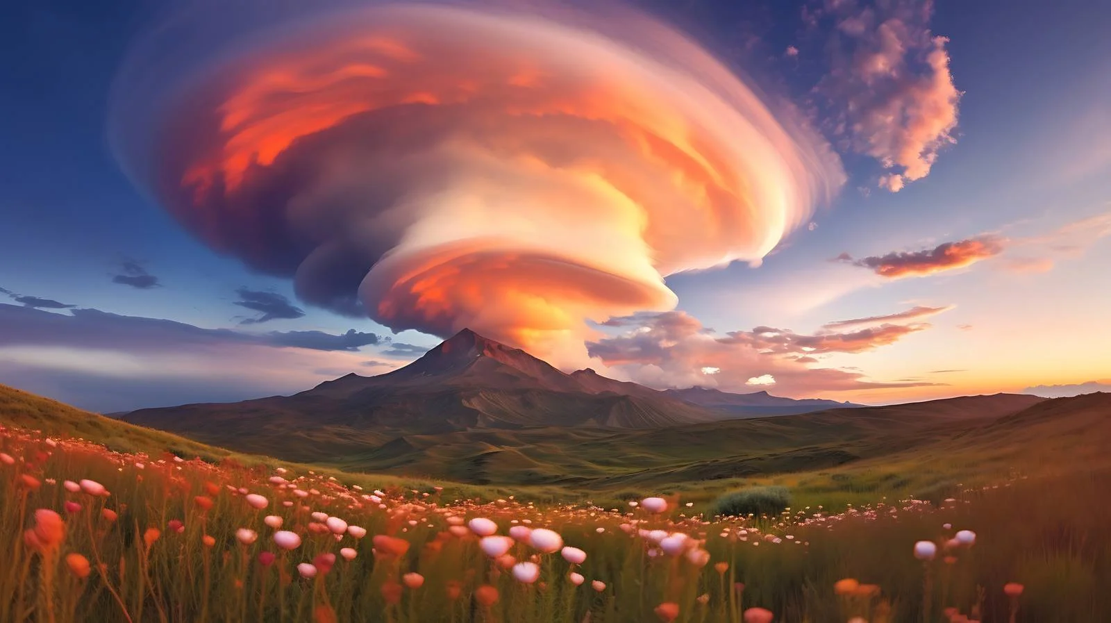 Dusk Wildflower Beneath Lenticular Cloud Formation — free download from Dotvec