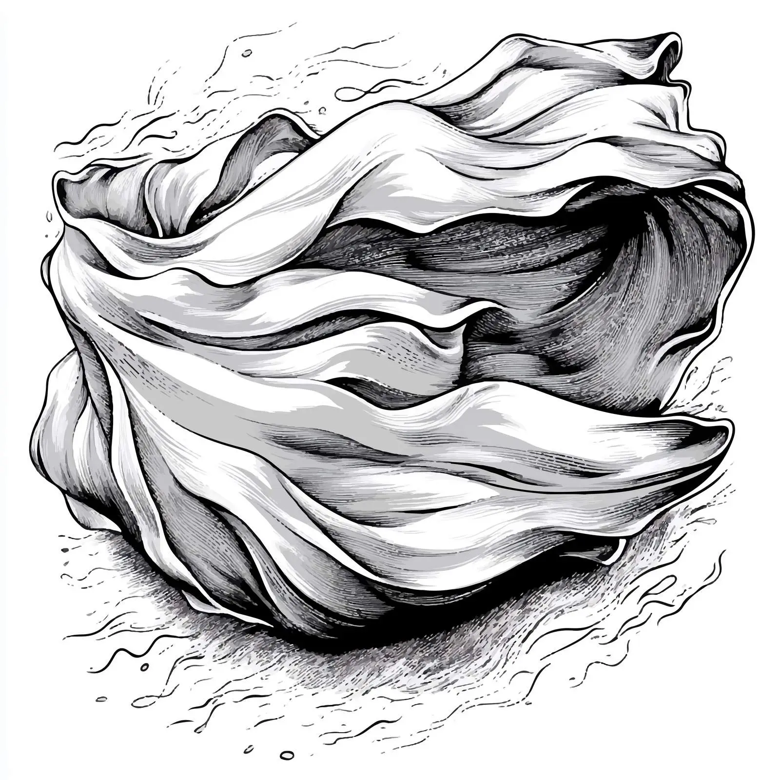 Wind and Cloth Illustration in Black and White — free download from Dotvec