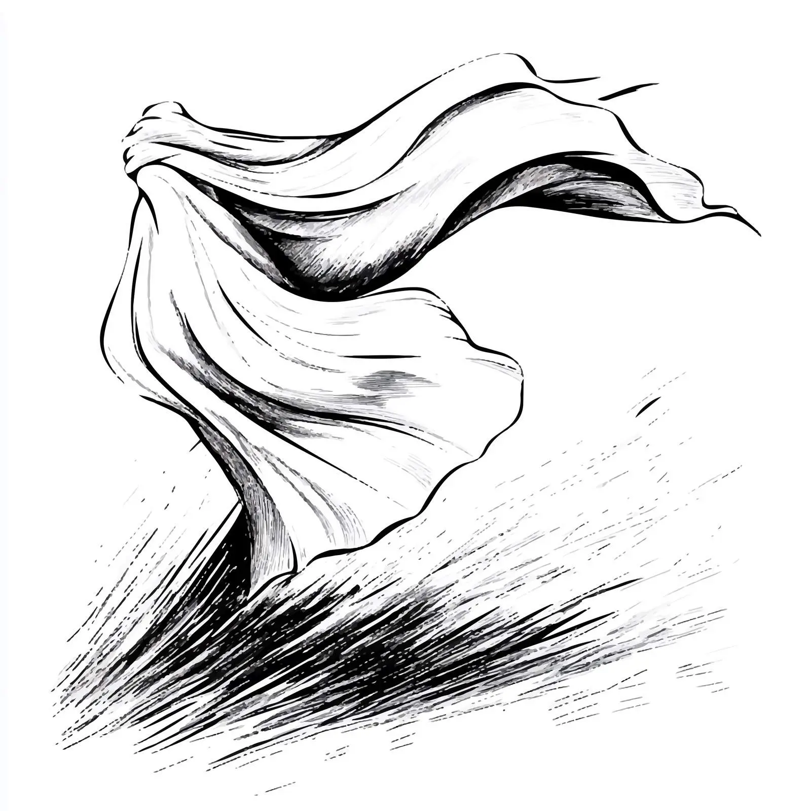 Wind and Cloth Vector Illustration in Black and White — free download from Dotvec