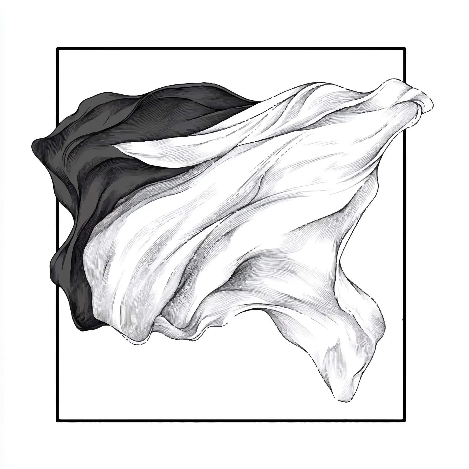 Wind and Cloth Vector Illustration in Black and White — free download from Dotvec