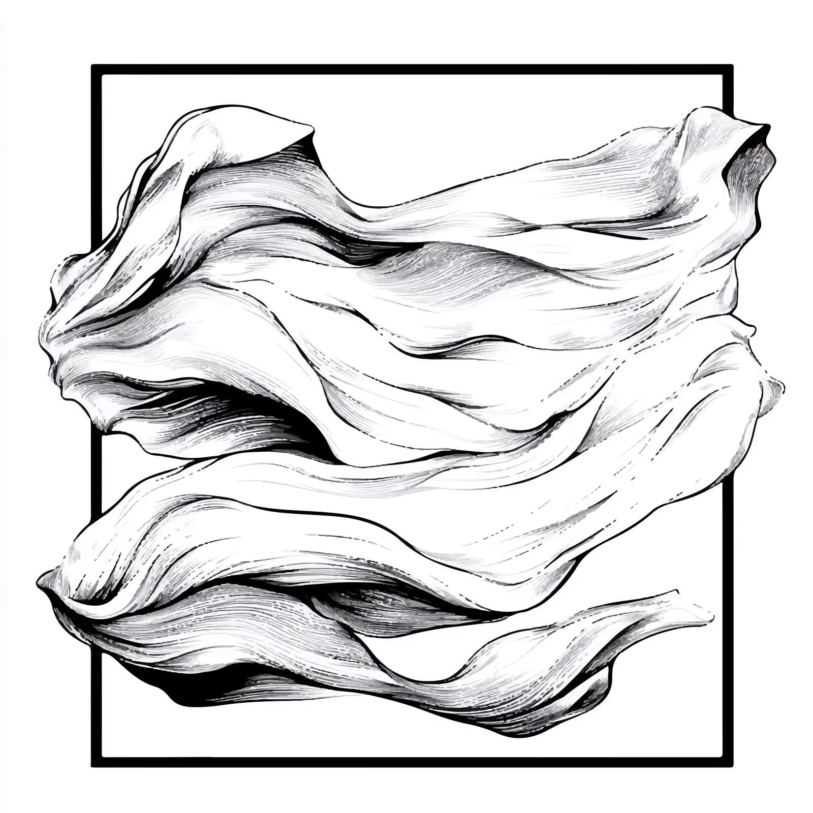 Wind and Cloth Cartoon Vector Illustration Black and White — free download from Dotvec