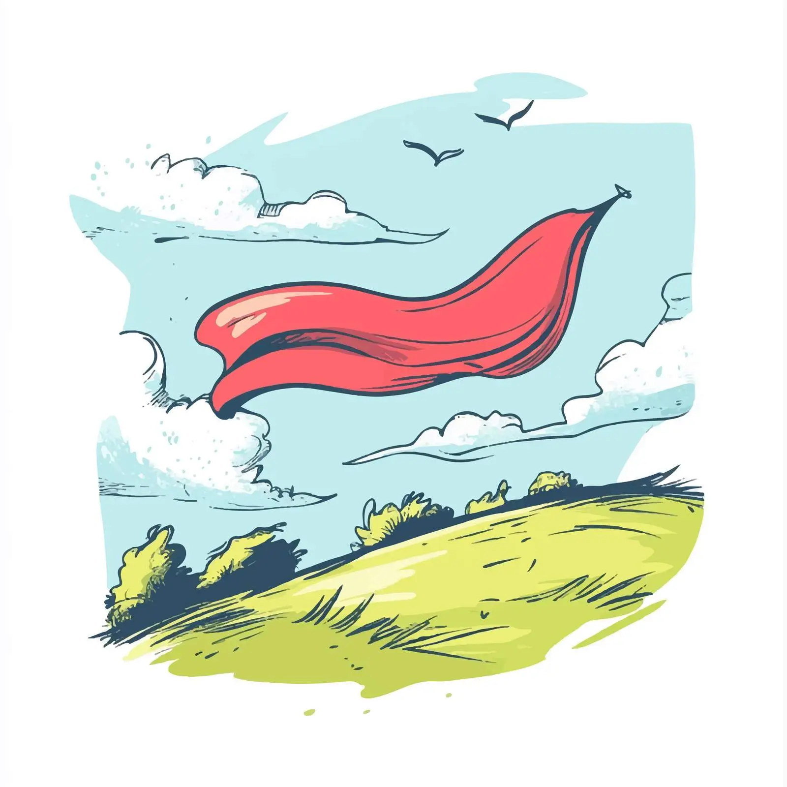 Hand-Drawn Cartoon Wind and Cloth Illustration — free download from Dotvec