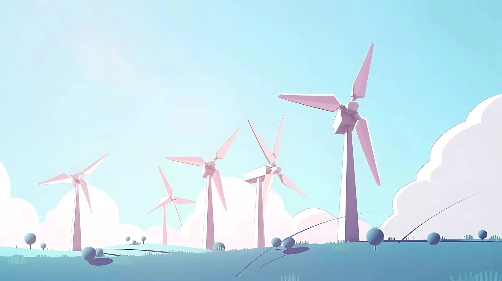 Sunny Day Wind Turbines Sky View — free download from Dotvec