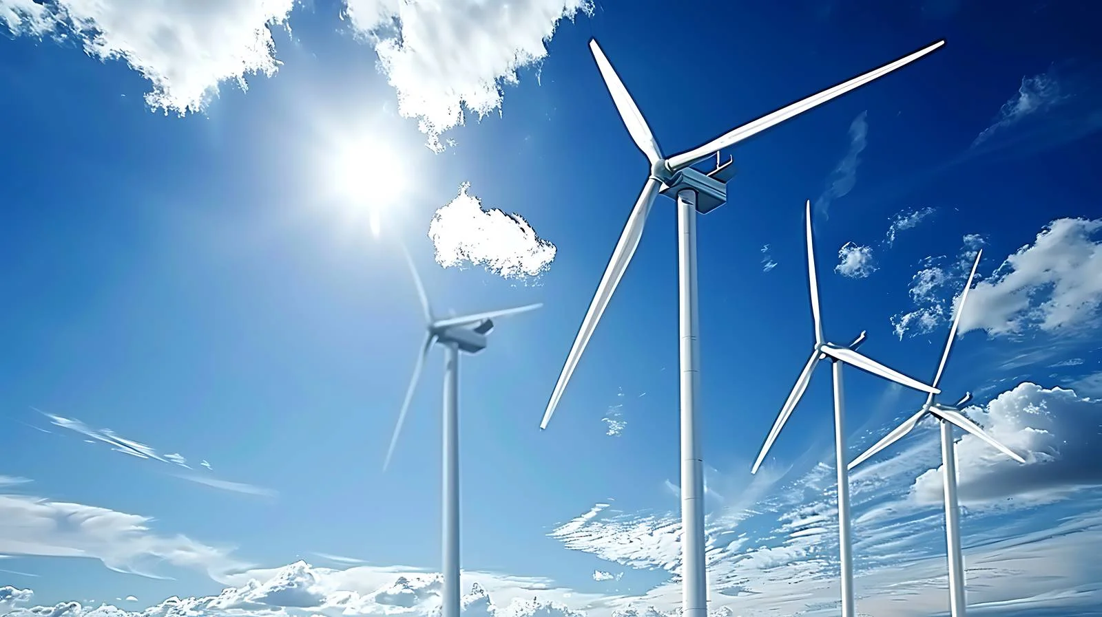 Sunny Wind Turbines Sky Background — free download from Dotvec
