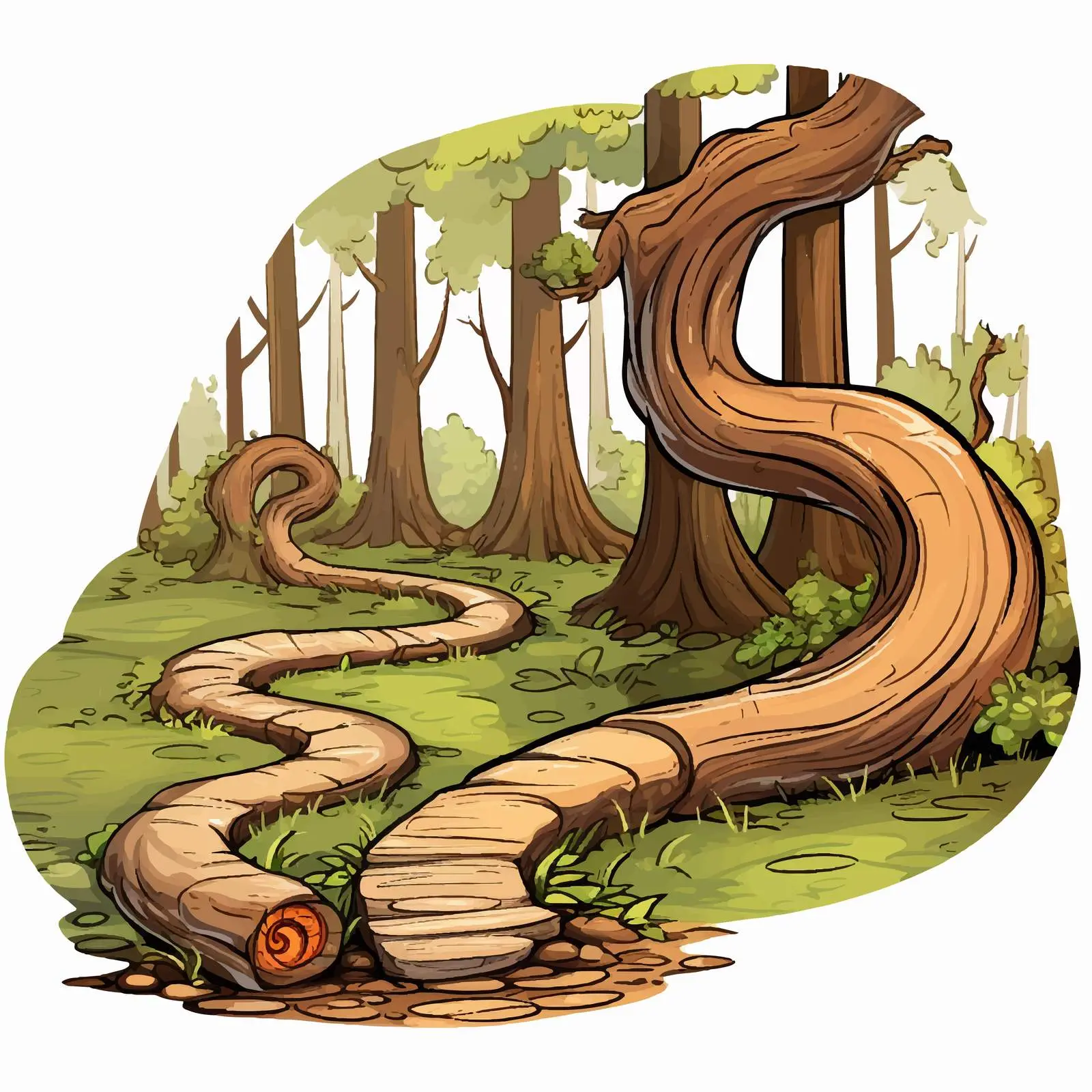 Winding Forest Path with Old Log Vector Art – free forest design image from Dotvec