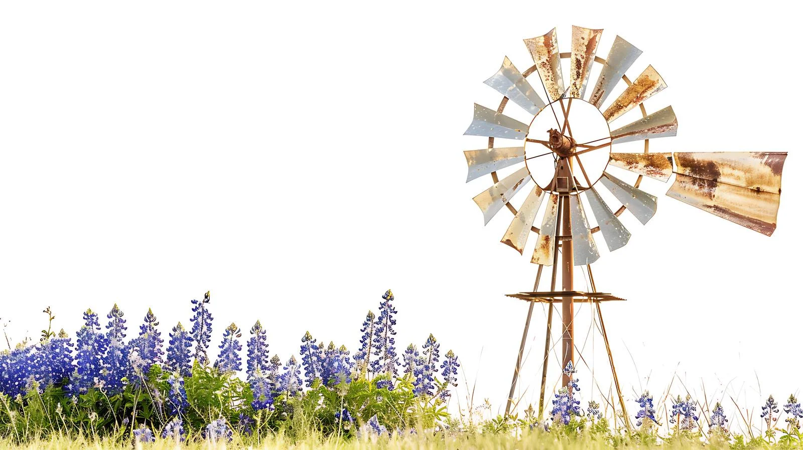 Rustic Windmill Amid Texas Bluebonnets — free download from Dotvec