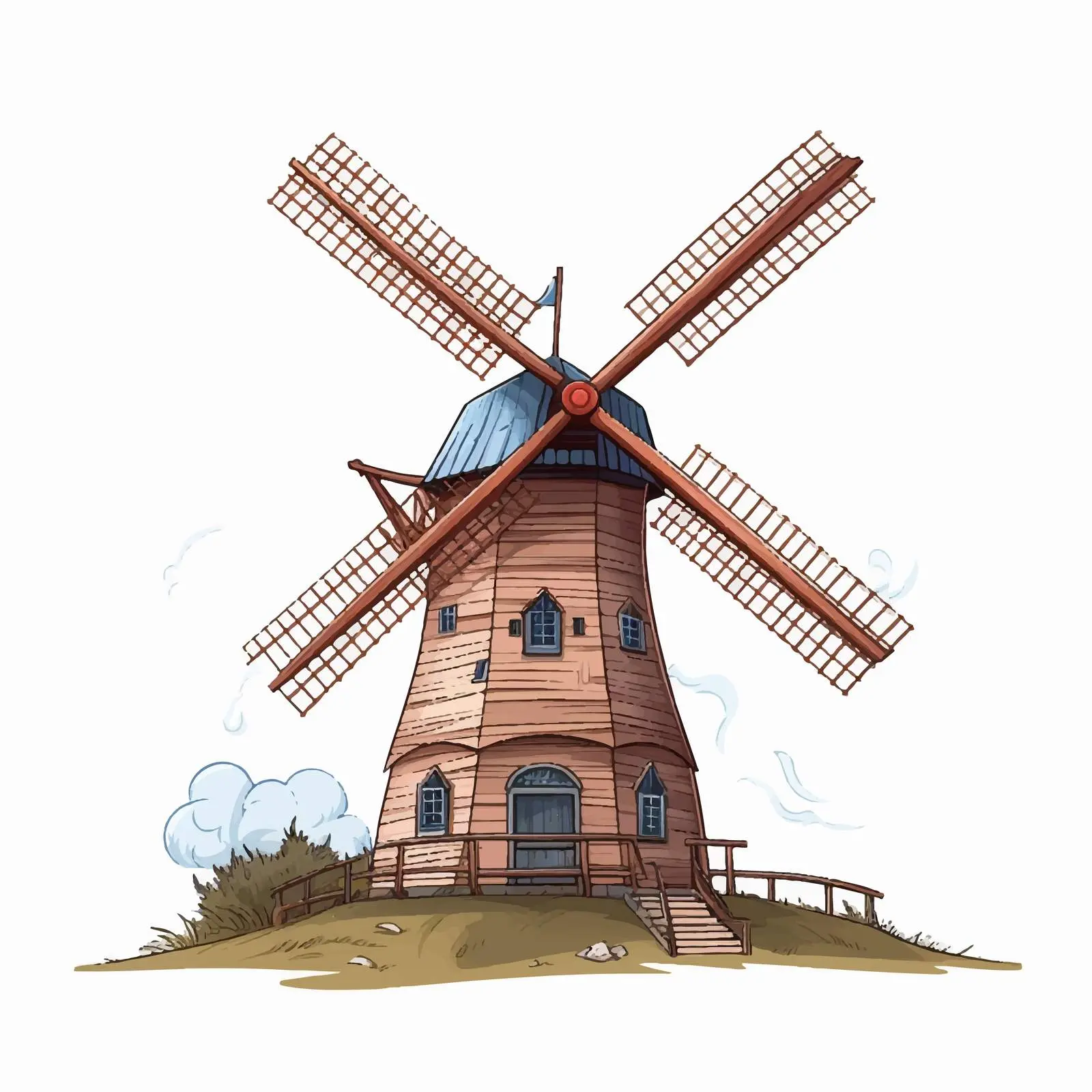 Isolated Windmill Line Vector Illustration — free download from Dotvec