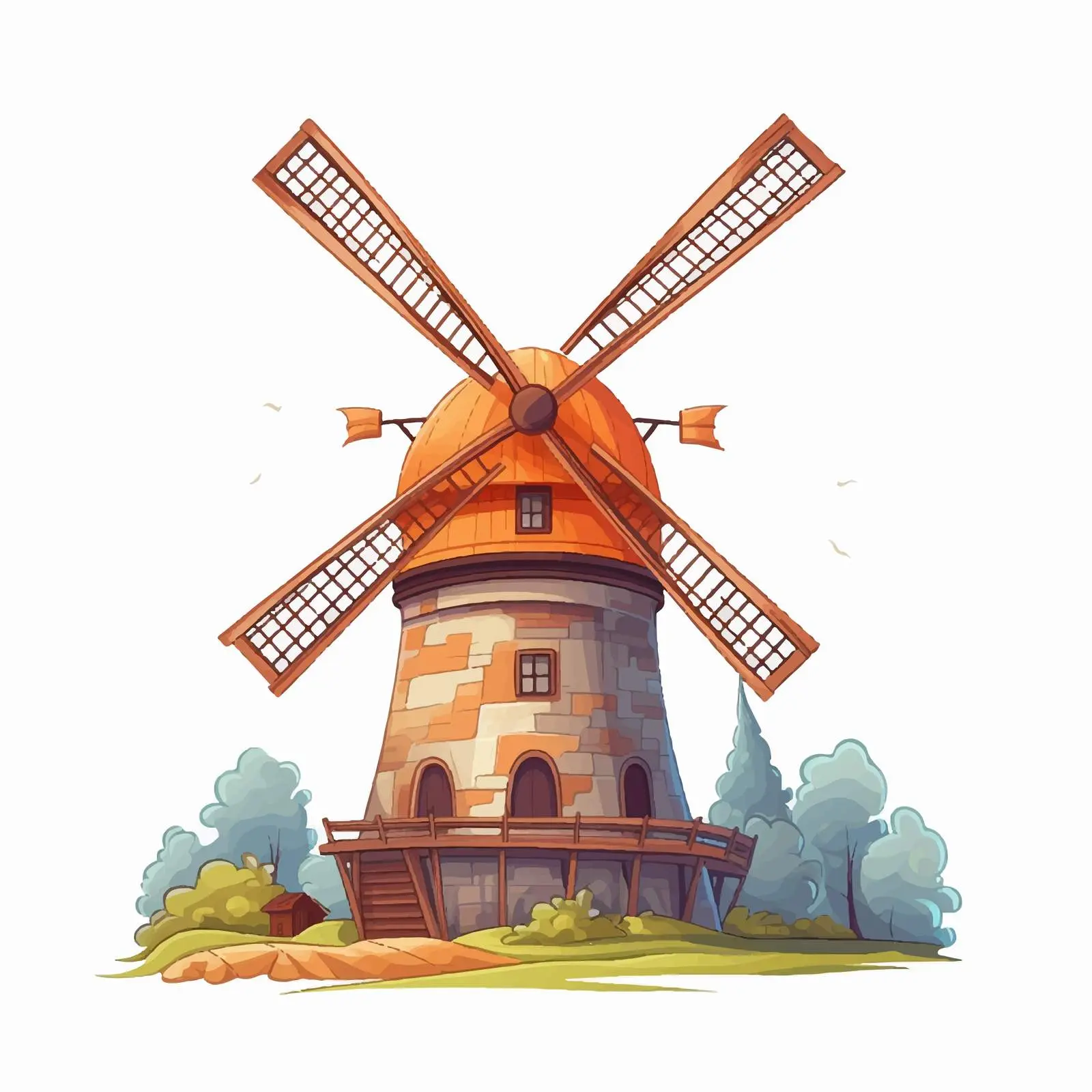 Isolated Windmill Vector Illustration on White Background – free energy production image from Dotvec