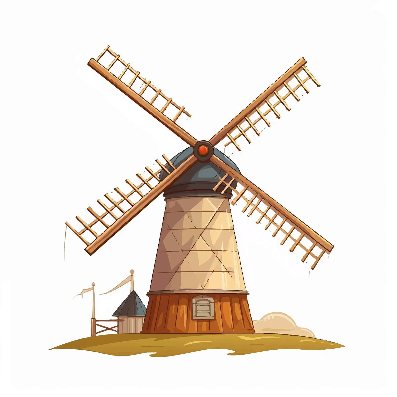 Windmill Vector Illustration on White Background – free alternative energy image from Dotvec