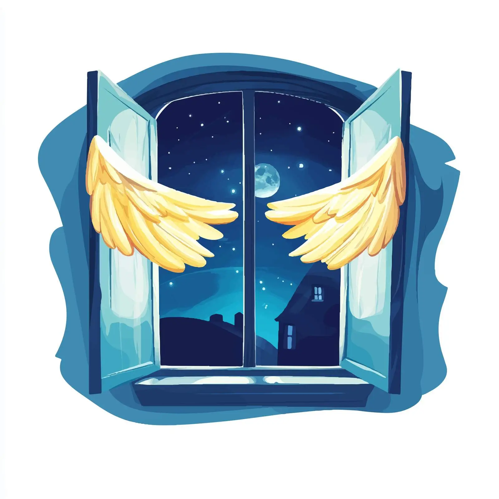 Nighttime Window Vector with Centered Composition — free download from Dotvec