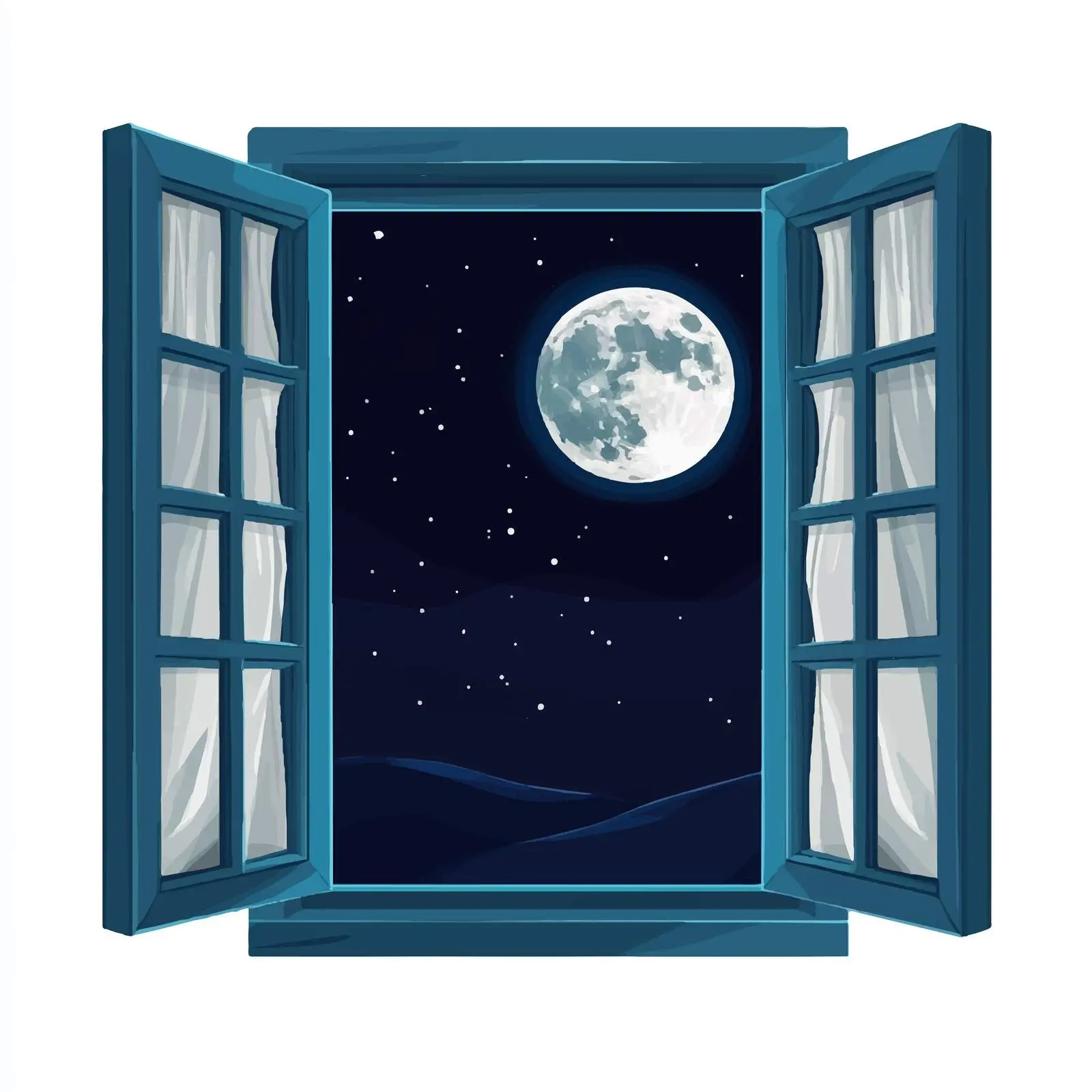 Serene Window Night View Illustration — free download from Dotvec
