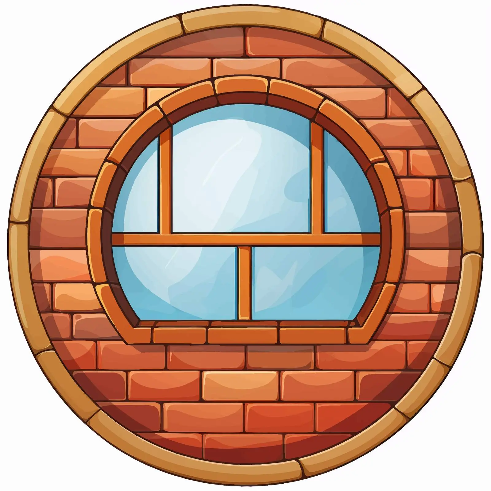 Window with Round Brick Border Illustration – free round shape image from Dotvec
