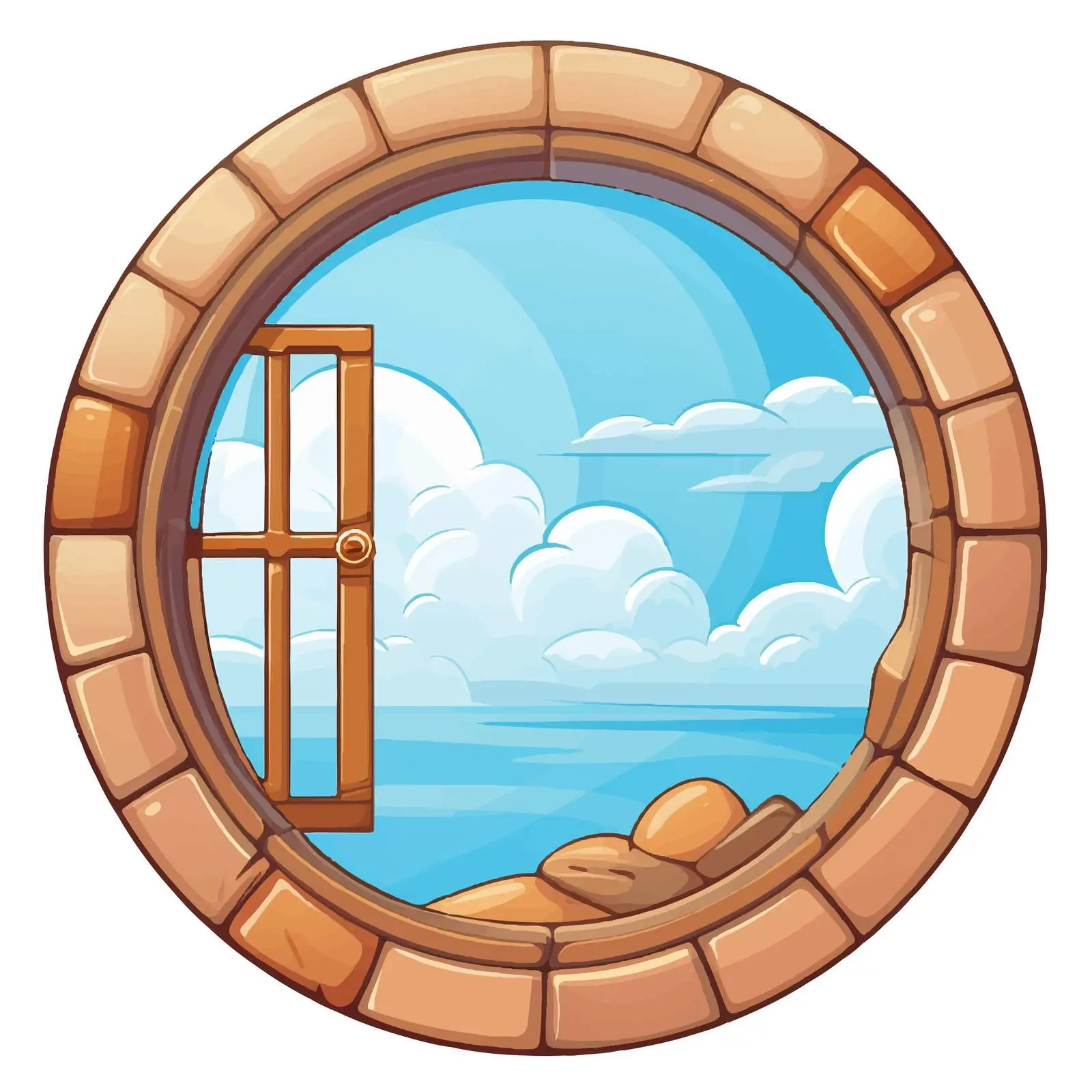 Round Bricks Window Border Vector Illustration — free download from Dotvec