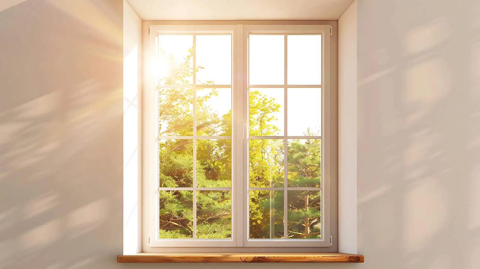 Warm Sunlight Reflections on White Window — free download from Dotvec