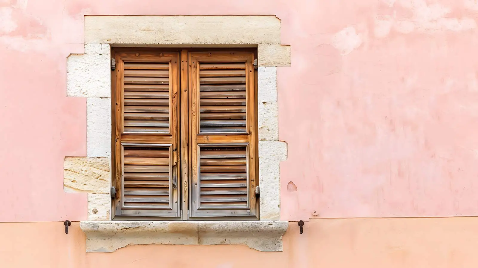 Traditional Window with Wooden Shutters and Neutral Wall — free download from Dotvec