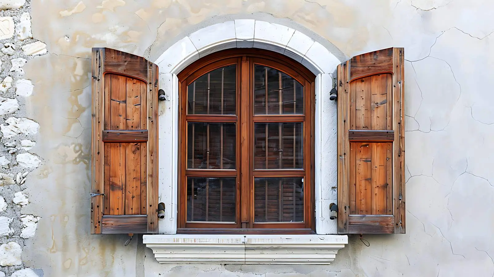 Traditional Window with Wooden Shutters — free download from Dotvec