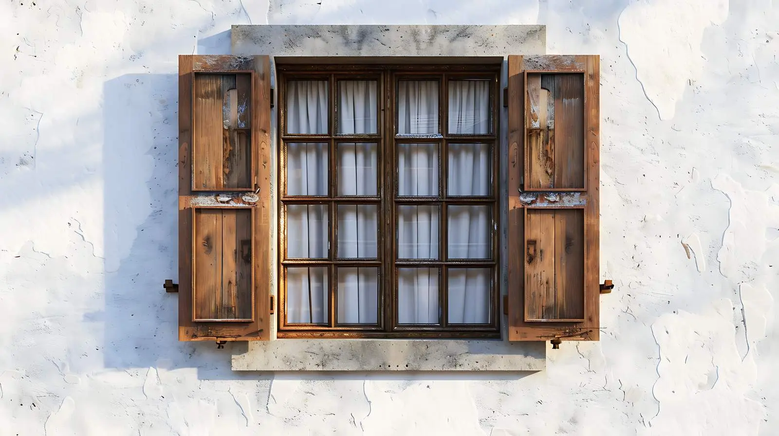 Traditional Window with Wooden Shutters — free download from Dotvec