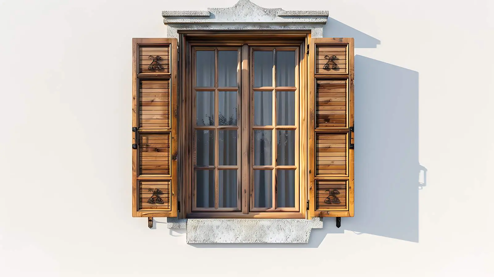 Window with Wooden Shutters in Neutral Pink — free download from Dotvec
