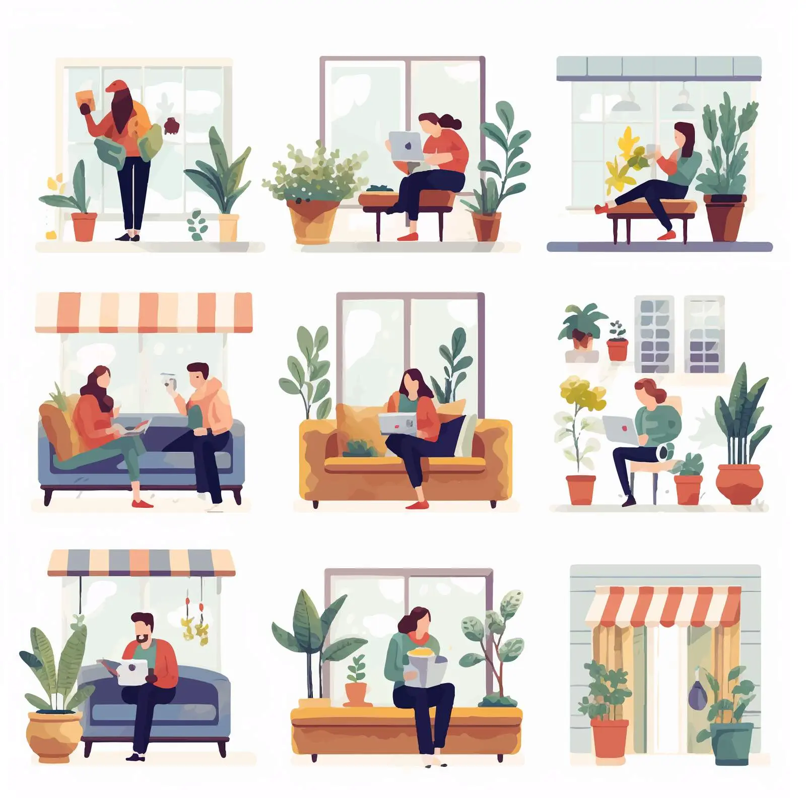 Neighbors Daily Activities in Apartment Windows – free social interactions image from Dotvec