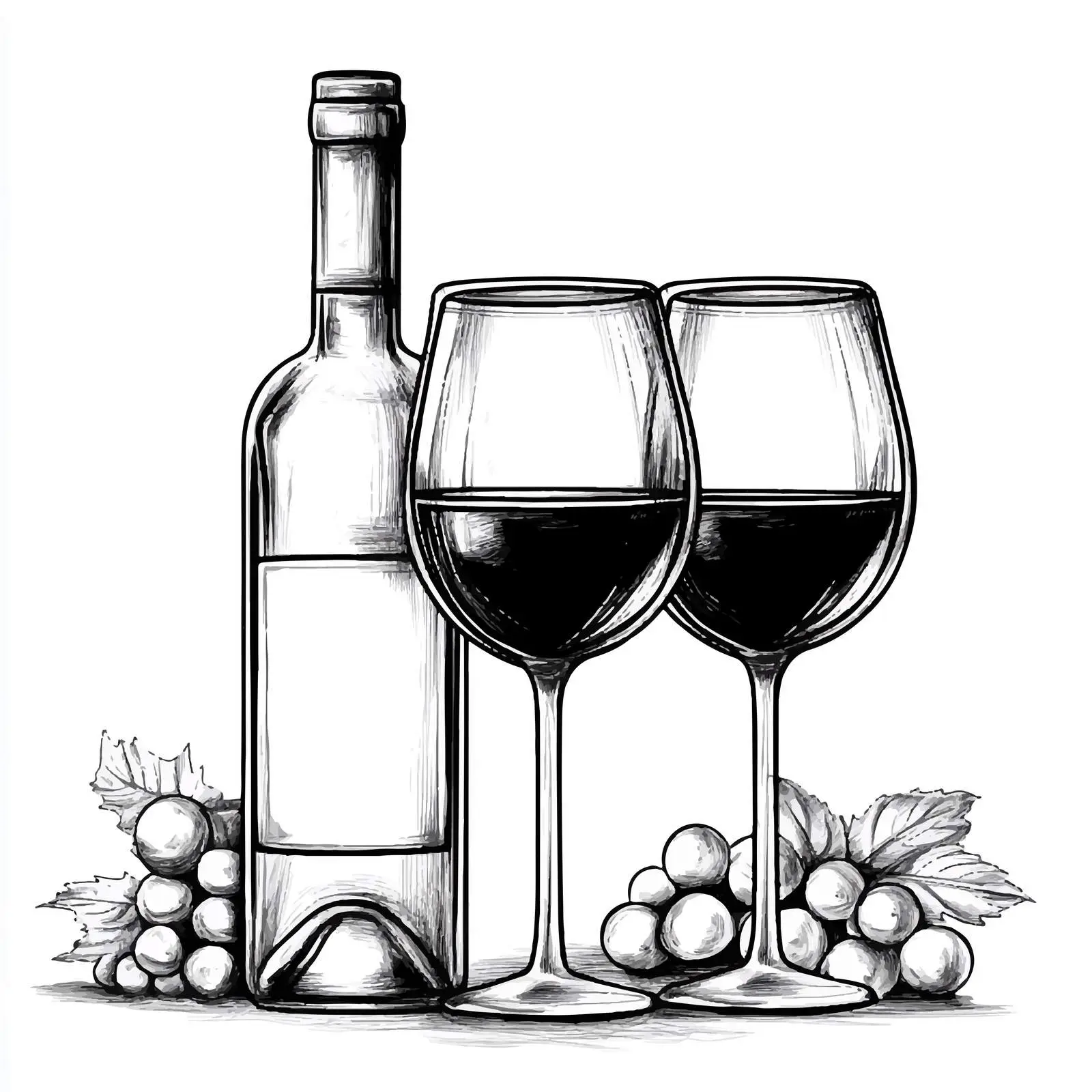 Black and White Wine Cartoon Vector Illustration — free download from Dotvec