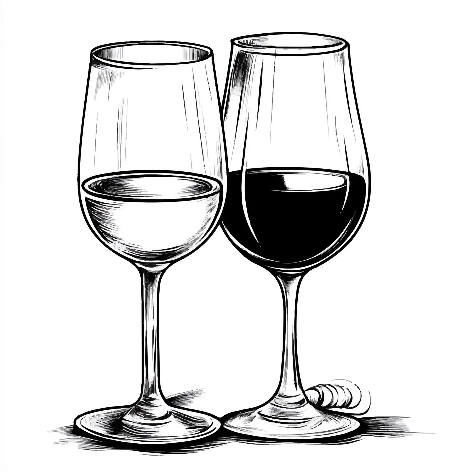 Black and White Wine Cartoon Vector Illustration — free download from Dotvec