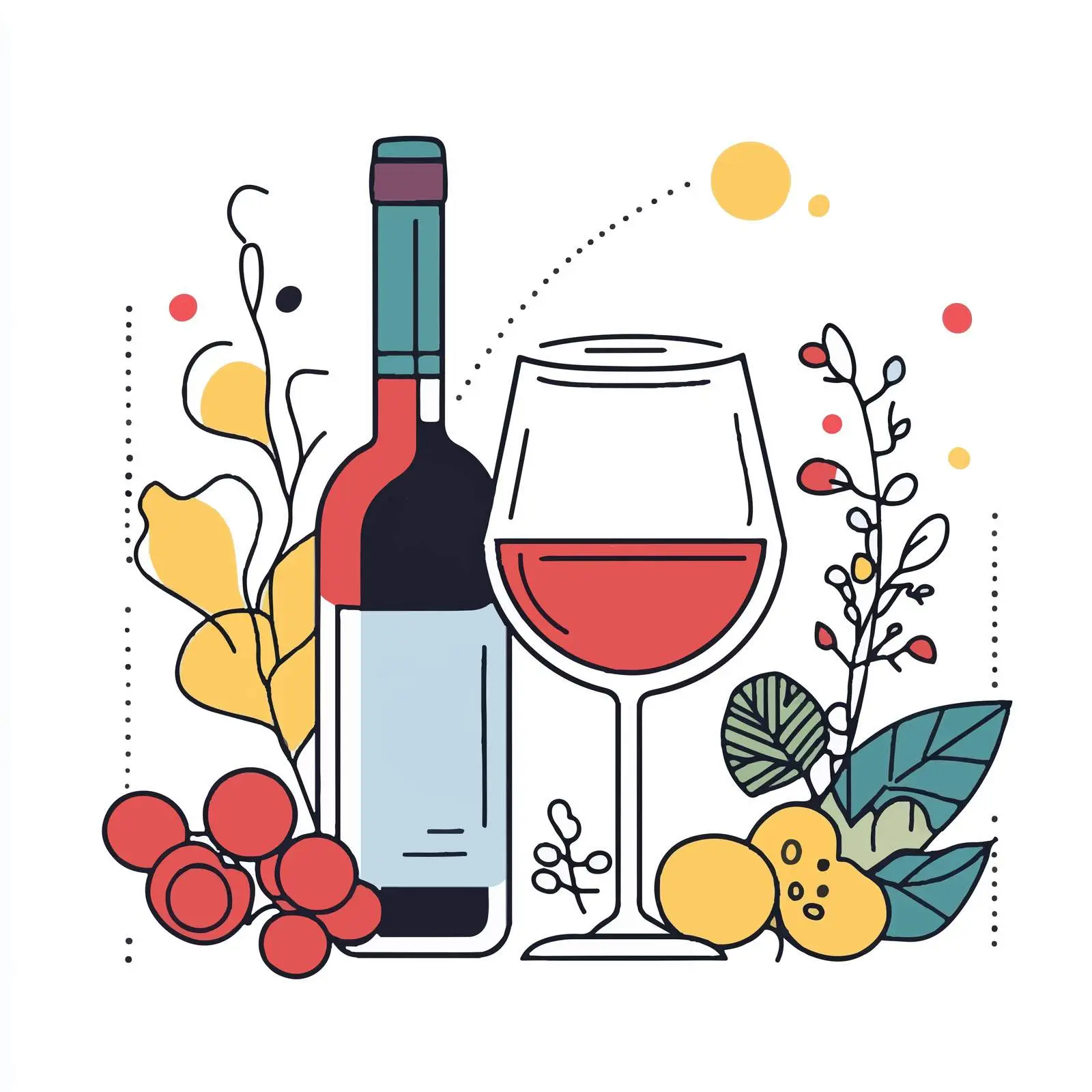 Hand-Drawn Wine Cartoon Vector Illustration — free download from Dotvec