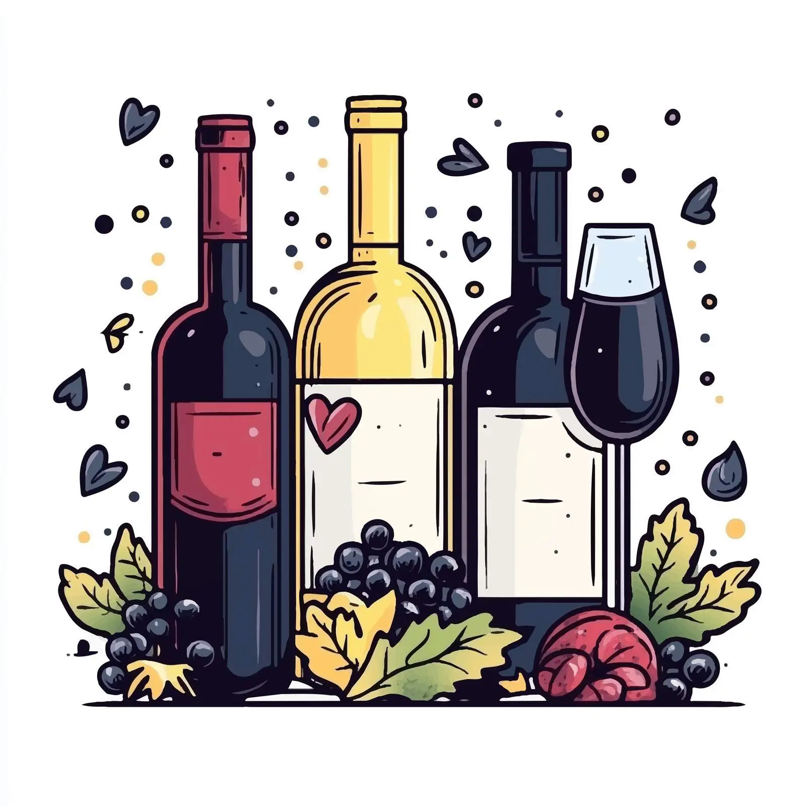 Hand-Drawn Wine Cartoon Vector Illustration — free download from Dotvec