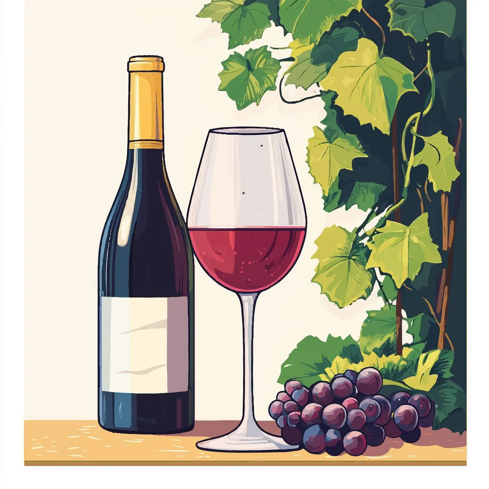 Hand-Drawn Wine Cartoon Vector Illustration — free download from Dotvec