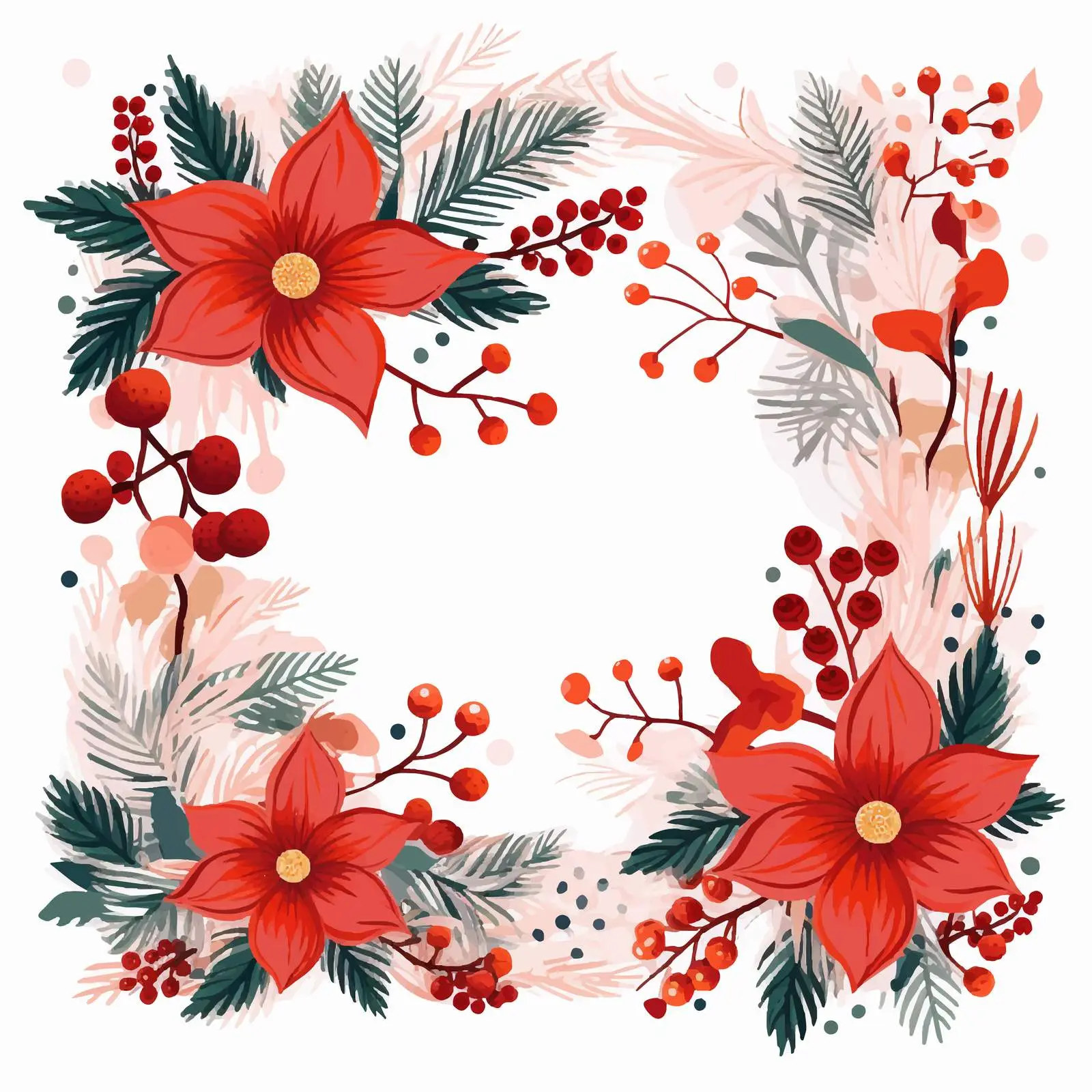 Floral Winter Card Design with Fir Trees — free download from Dotvec