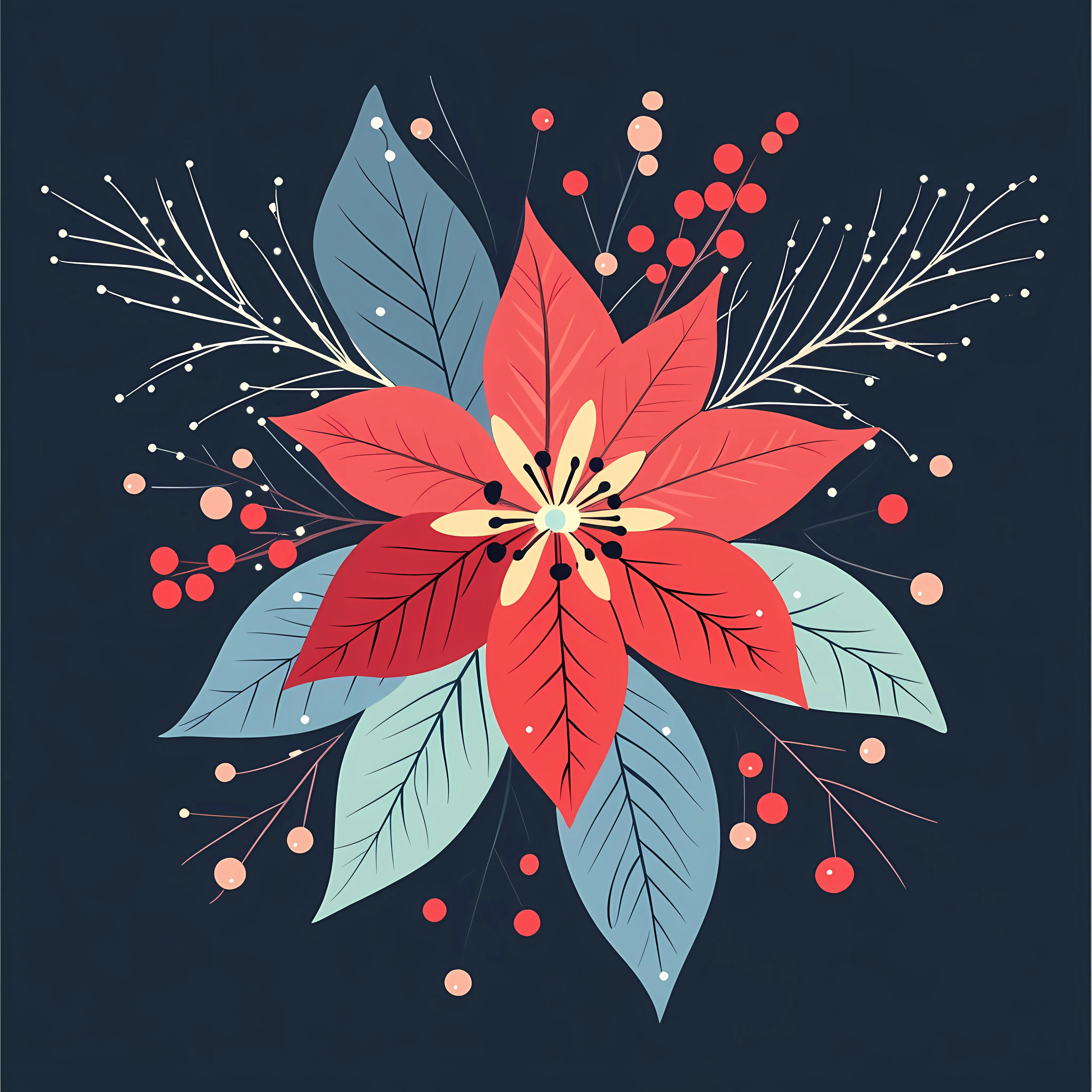 Winter Christmas Flower Colored Illustration Vector Art — free download from Dotvec