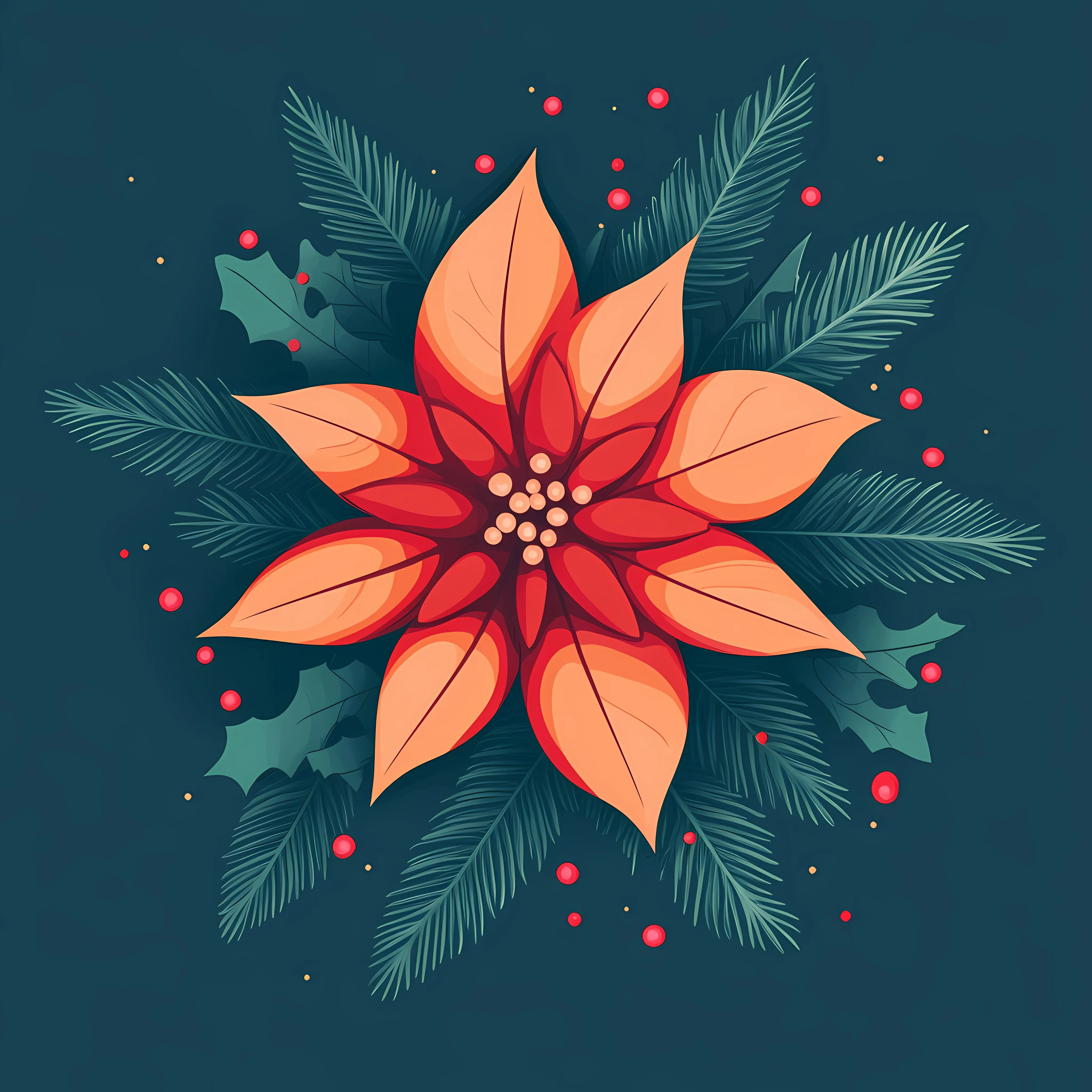 Winter Christmas Flower Colored Illustration — free download from Dotvec