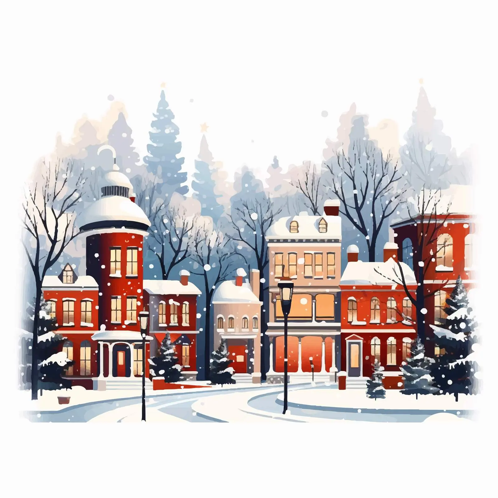 Winter Urban Landscape with Buildings and Snow — free download from Dotvec