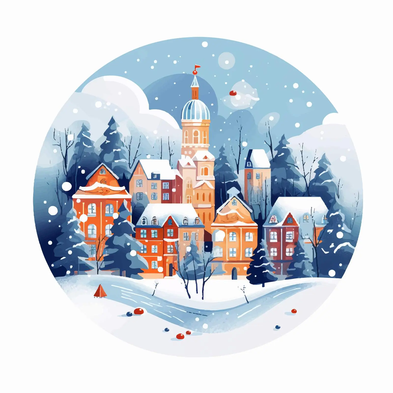 Winter Urban Cityscape Illustration — free download from Dotvec