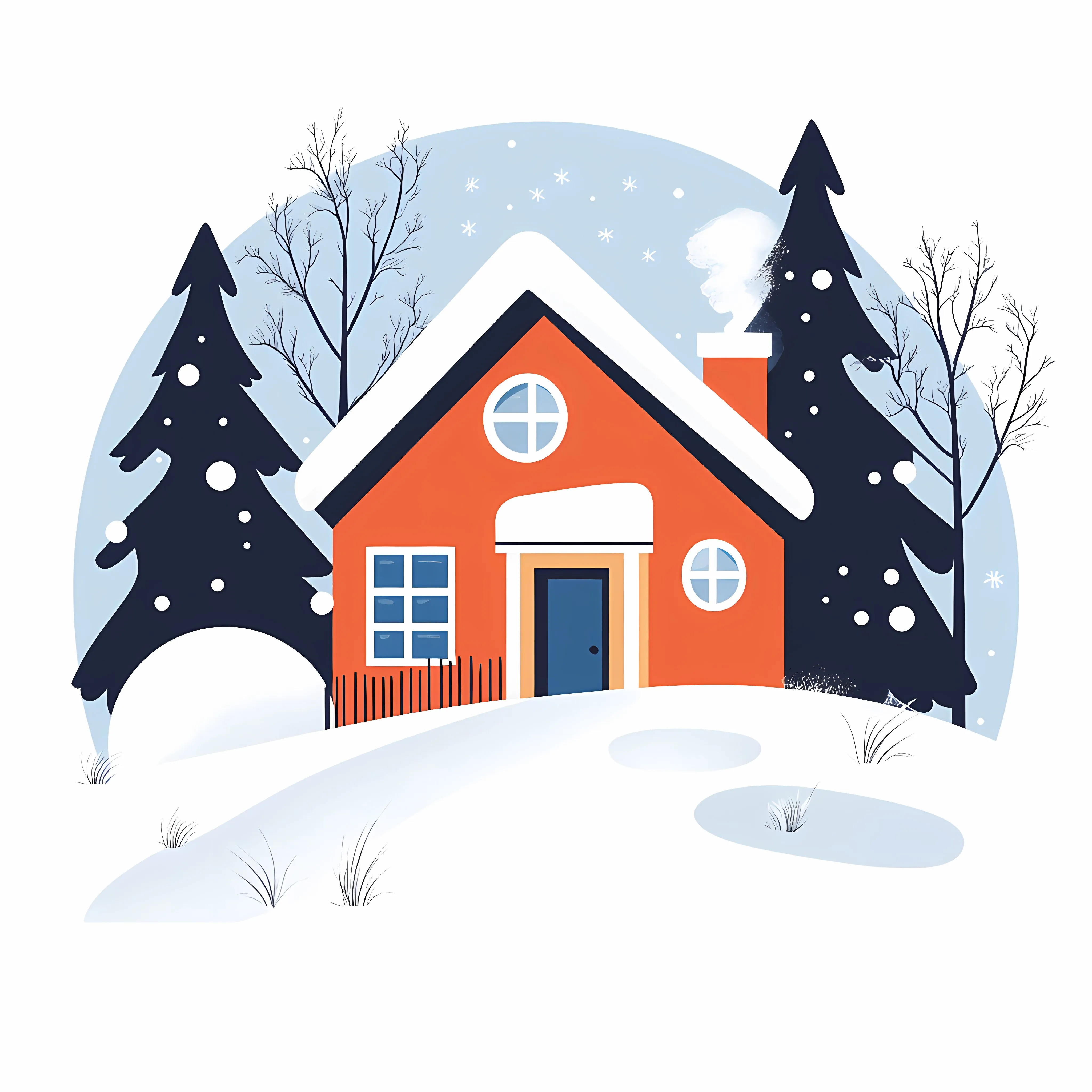 Winter Flat Vector Illustration in Frame — free download from Dotvec