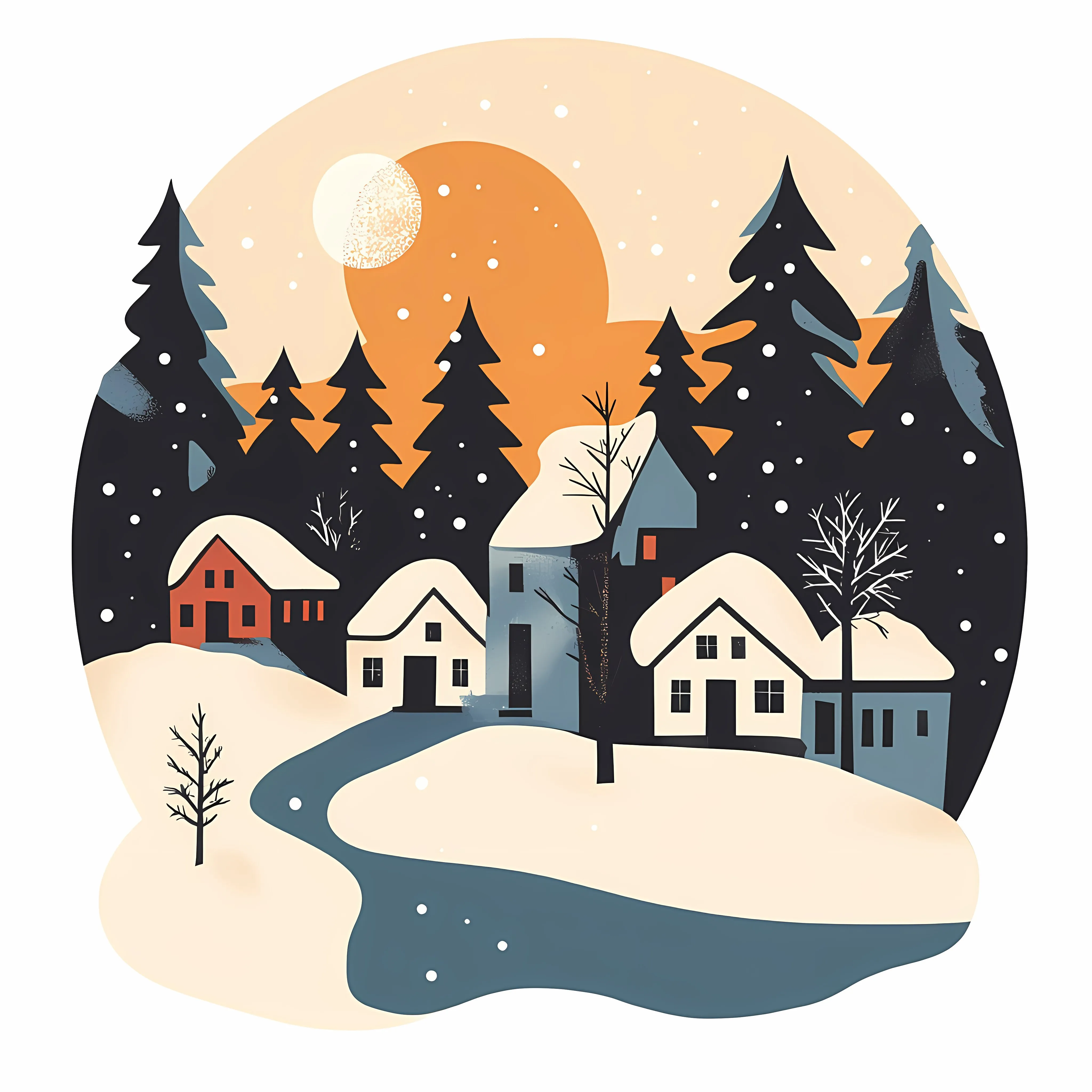 Winter Flat Vector Illustration in a Frame — free download from Dotvec