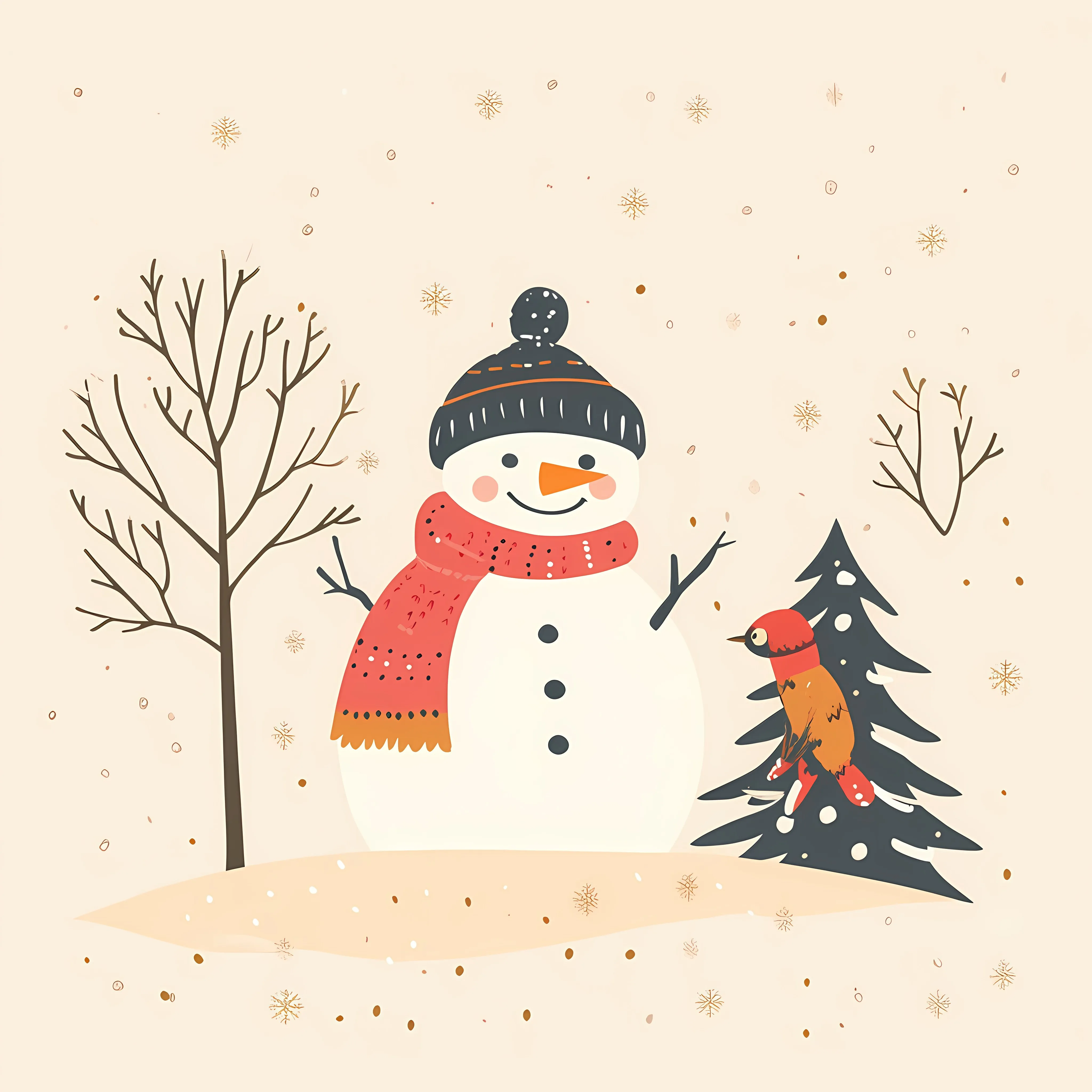 Winter Flat Vector Illustration in Frame — free download from Dotvec