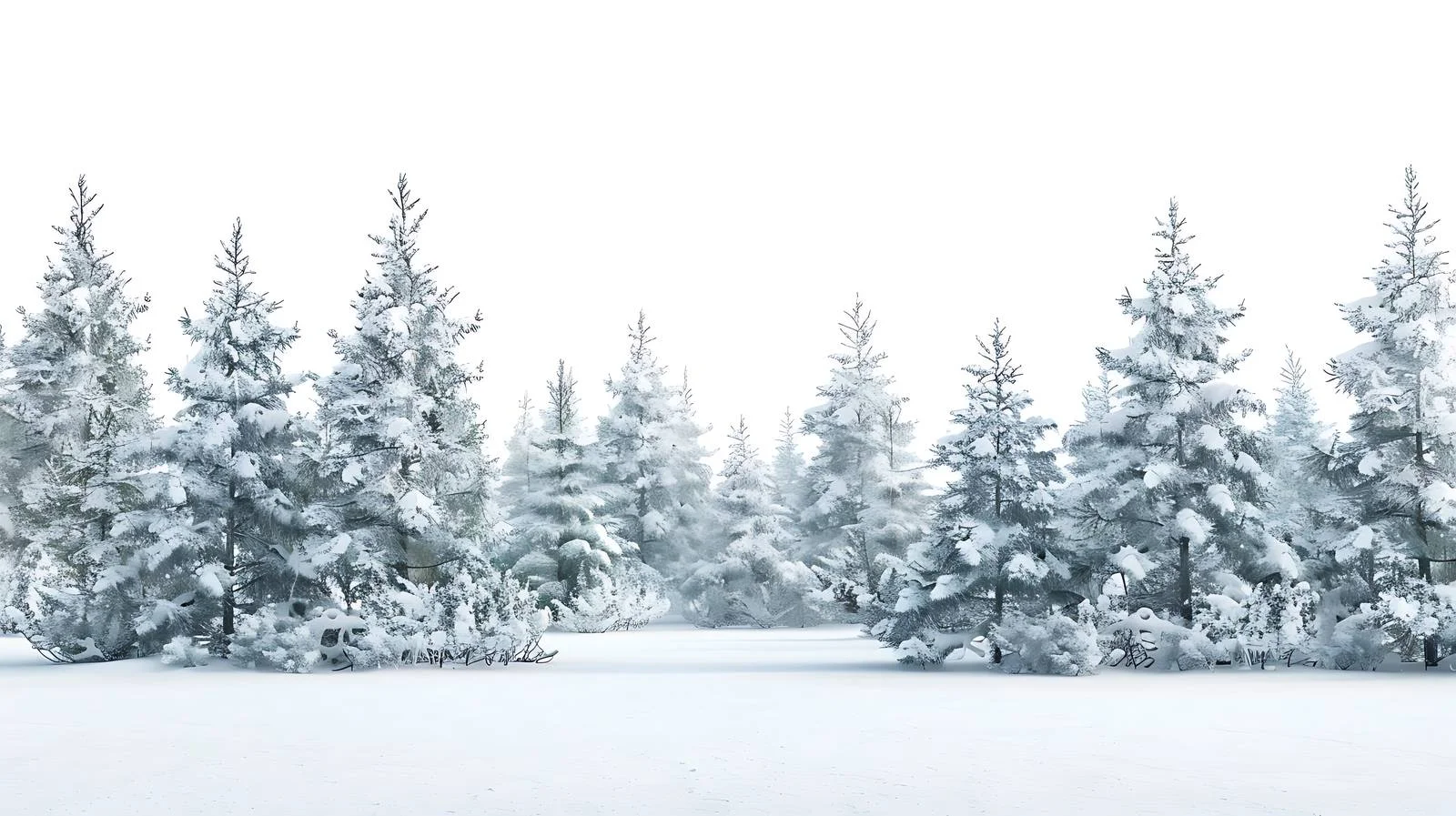 Snow-covered Winter Forest on White Background — free download from Dotvec