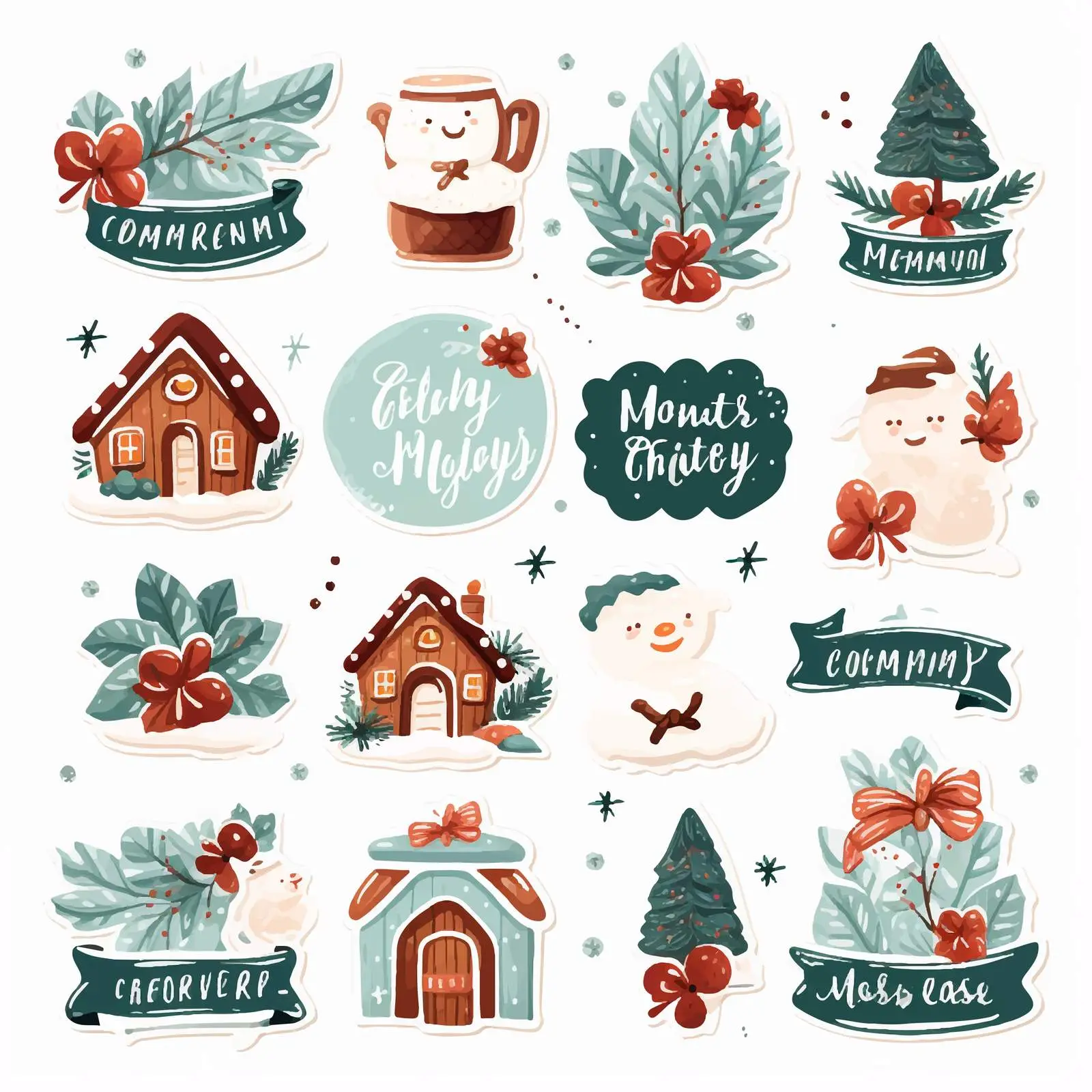 Winter Holiday Stickers with Festive Greetings — free download from Dotvec