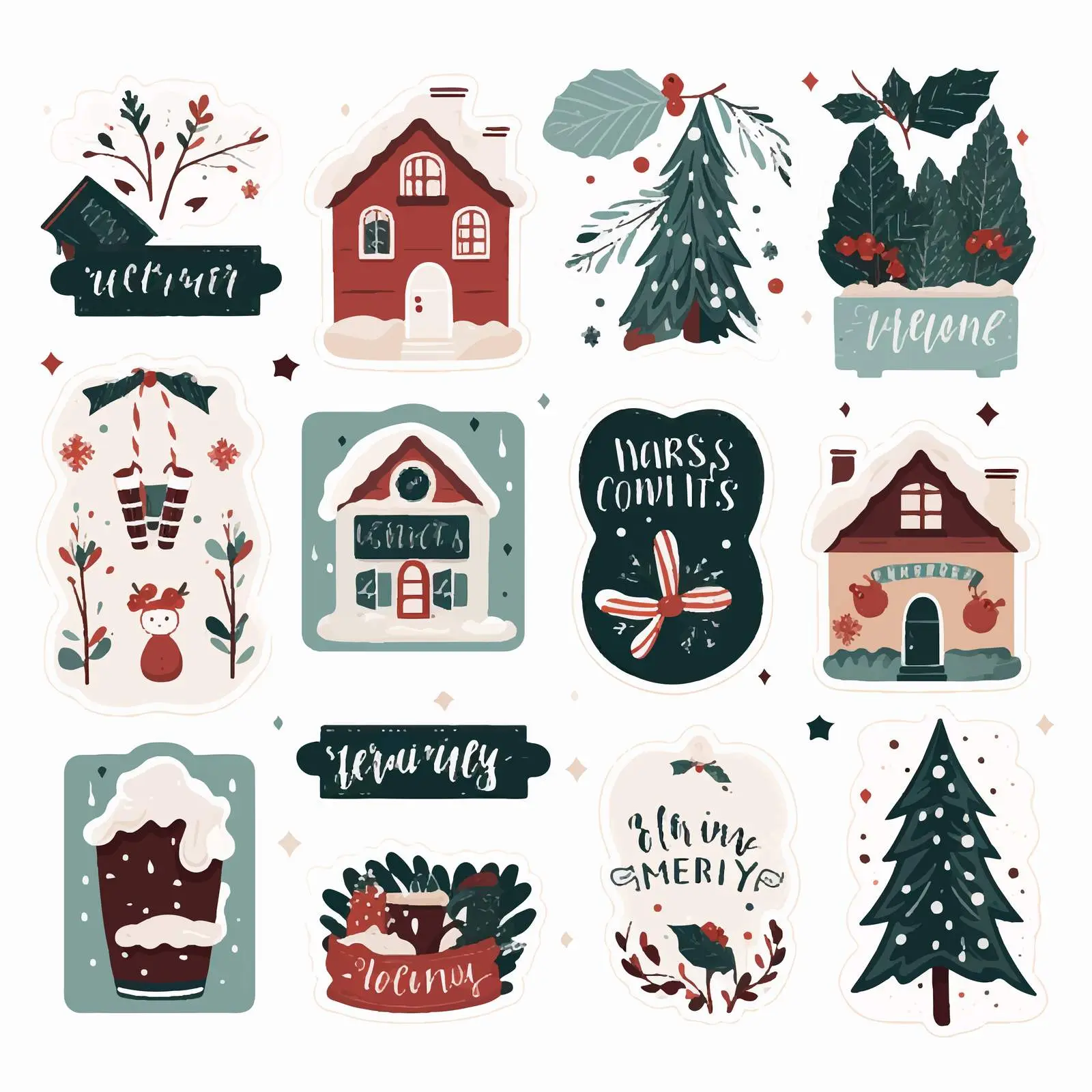 Winter Holiday Stickers with Christmas Cheer — free download from Dotvec