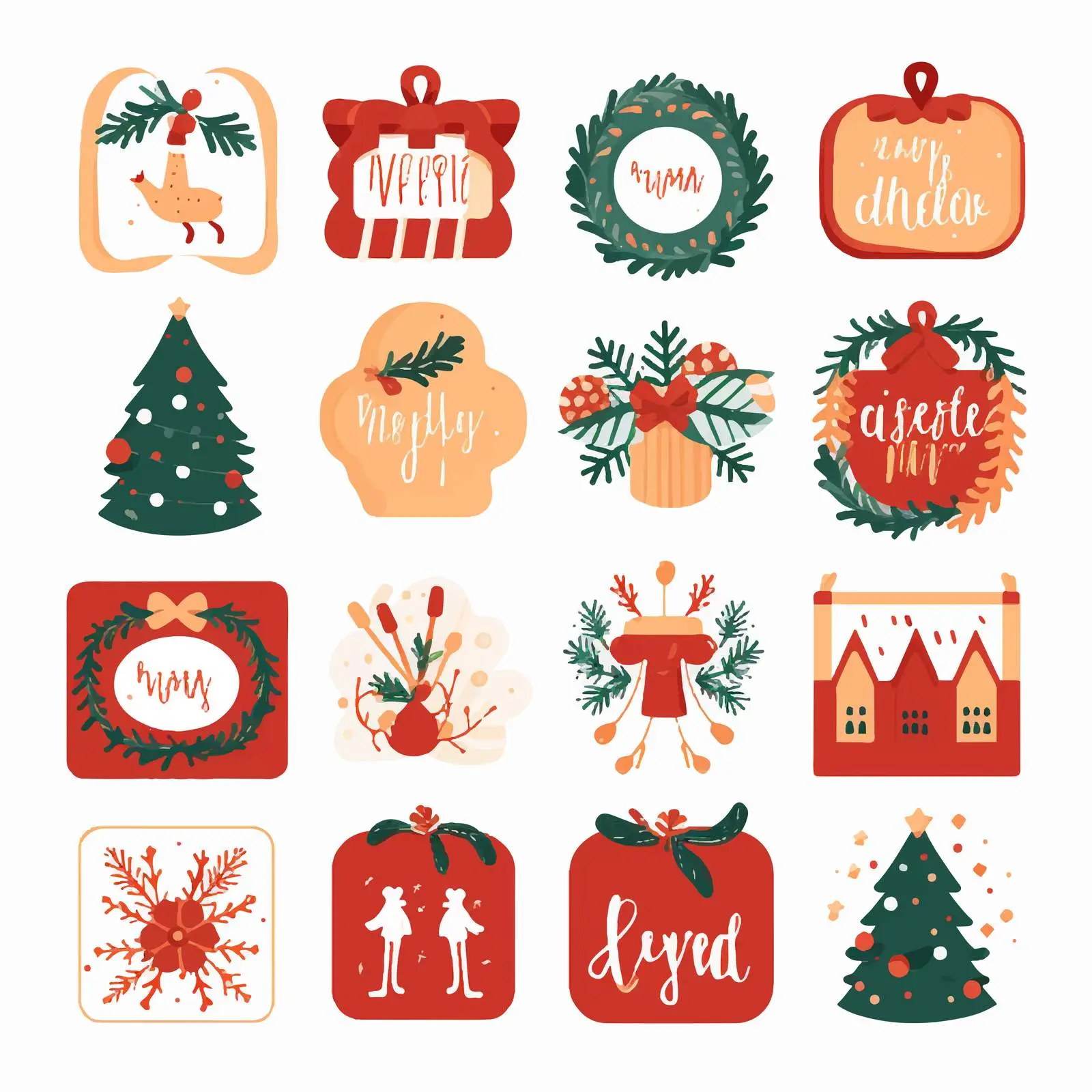 Winter Holiday Stickers for Merry Christmas & New Year — free download from Dotvec